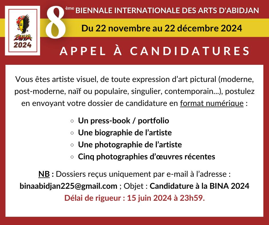 Cover of the post APPEL A LA CANDIDATURE  de la 8ᵉ BIENNALE INTERNATIONALE DES ARTS D’ABIDJAN
