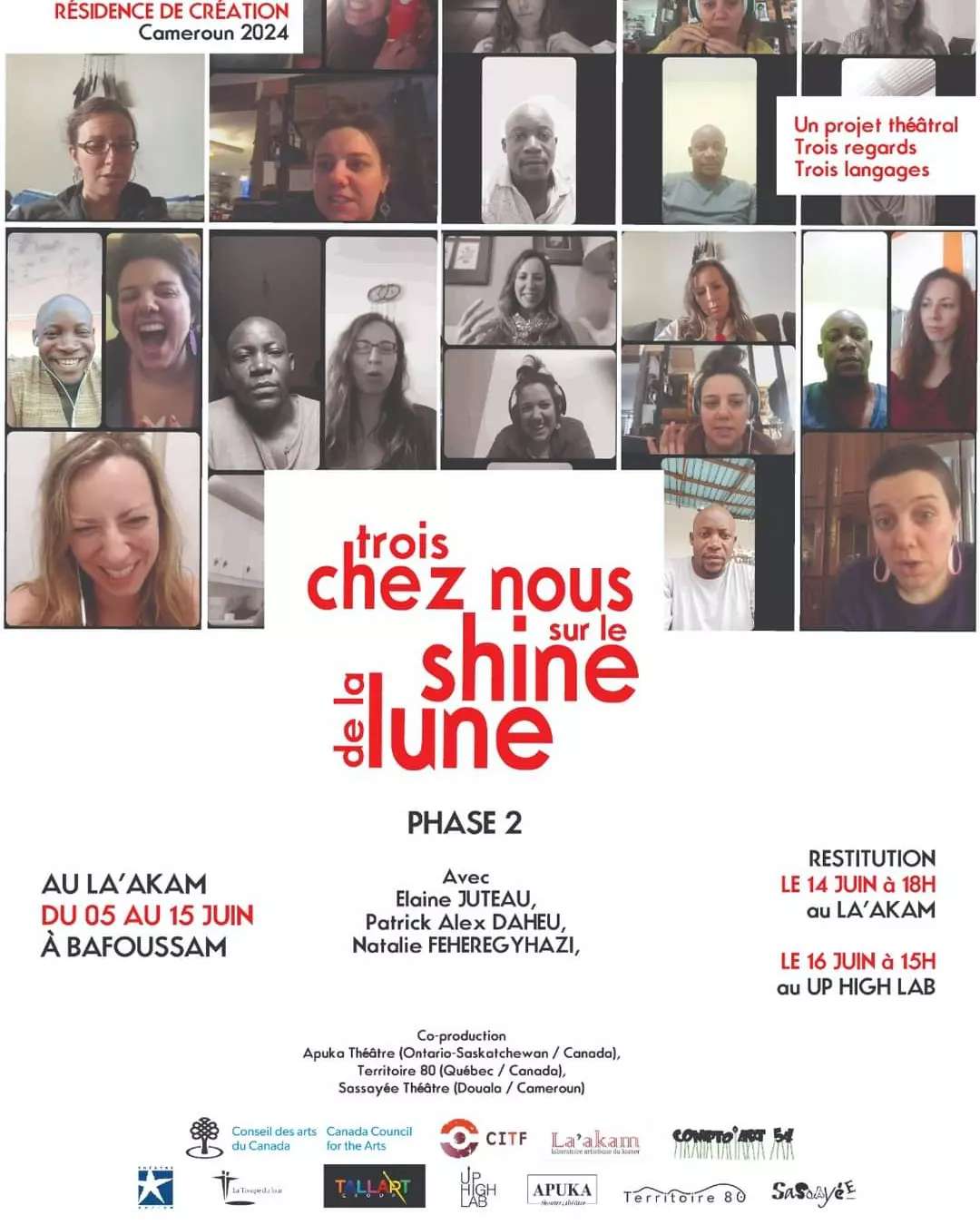 TROIS CHEZ NOUS SUR LE SHINE DE LA LUNE Exhibition Poster